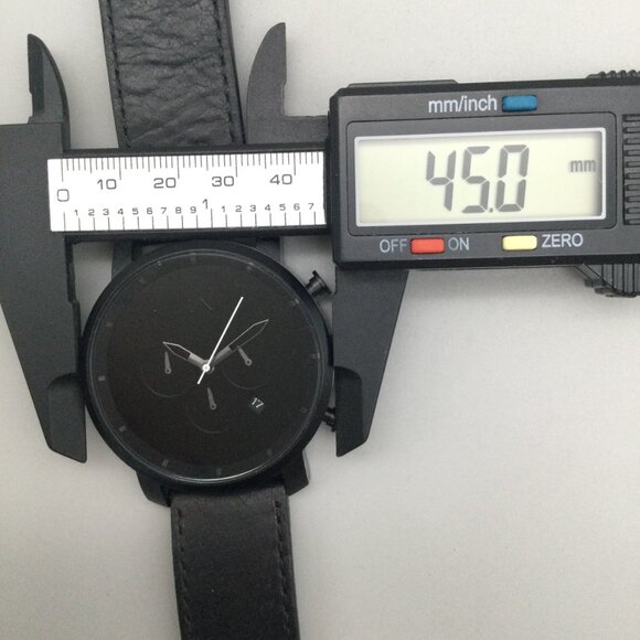 MVMT Chronograph Watch Men 45mm Ink Black Date 50M Leather Band New Battery - Picture 14 of 16